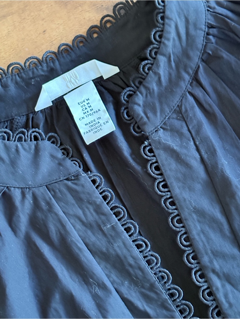 NEW H&M Women’s Black Dropwaist Cotton Eyelet Dress Size Medium M - Picture 7 of 9